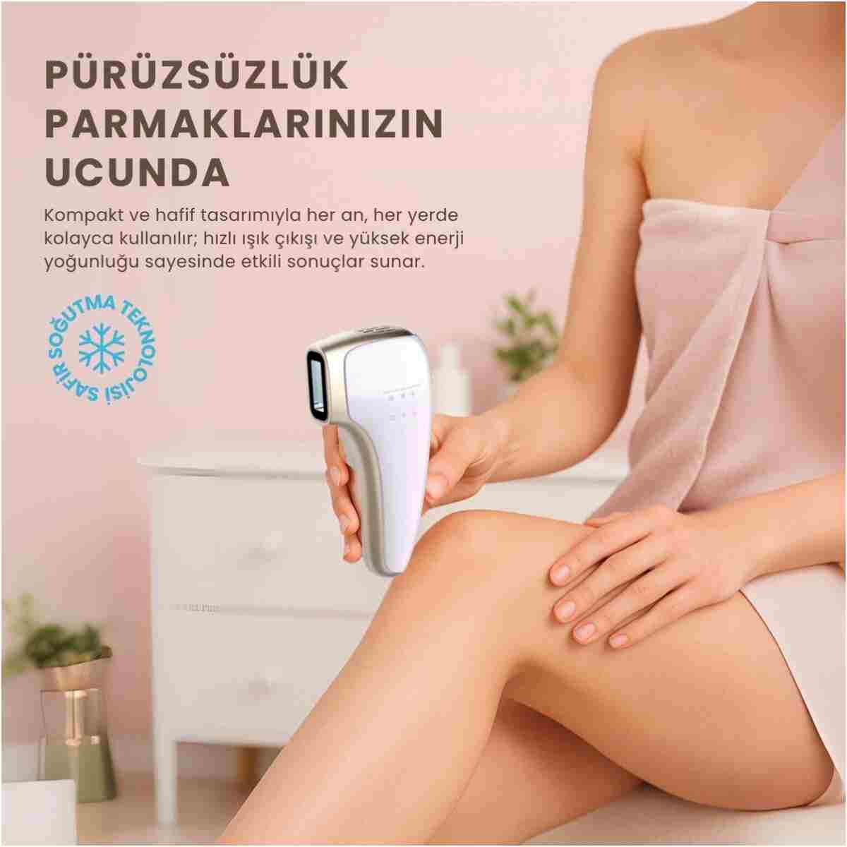 Mieco Safir Soğutma Özellikli ipl Lazer Epilasyon Aleti (Safir Cam)-Lila + Gözlük ve Çanta Hediyeli - Görsel 5