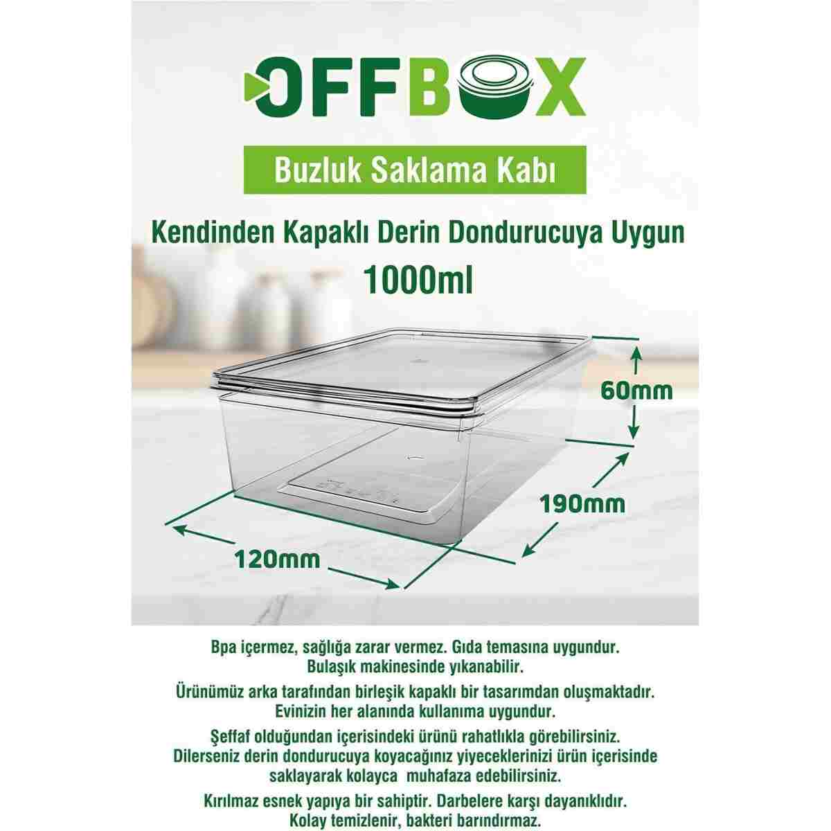 OFFBOX 10 Adet 1 Lt. Kendinden Kapaklı Derin Dondurucuya Uygun Saklama Kabı Düzenleyici - Görsel 11