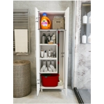MONTENERO Dar Banyo Dolabı Süpürgelik Kova Paspas 2 Kapaklı Küçük Boy Beyaz 54x165 Cm