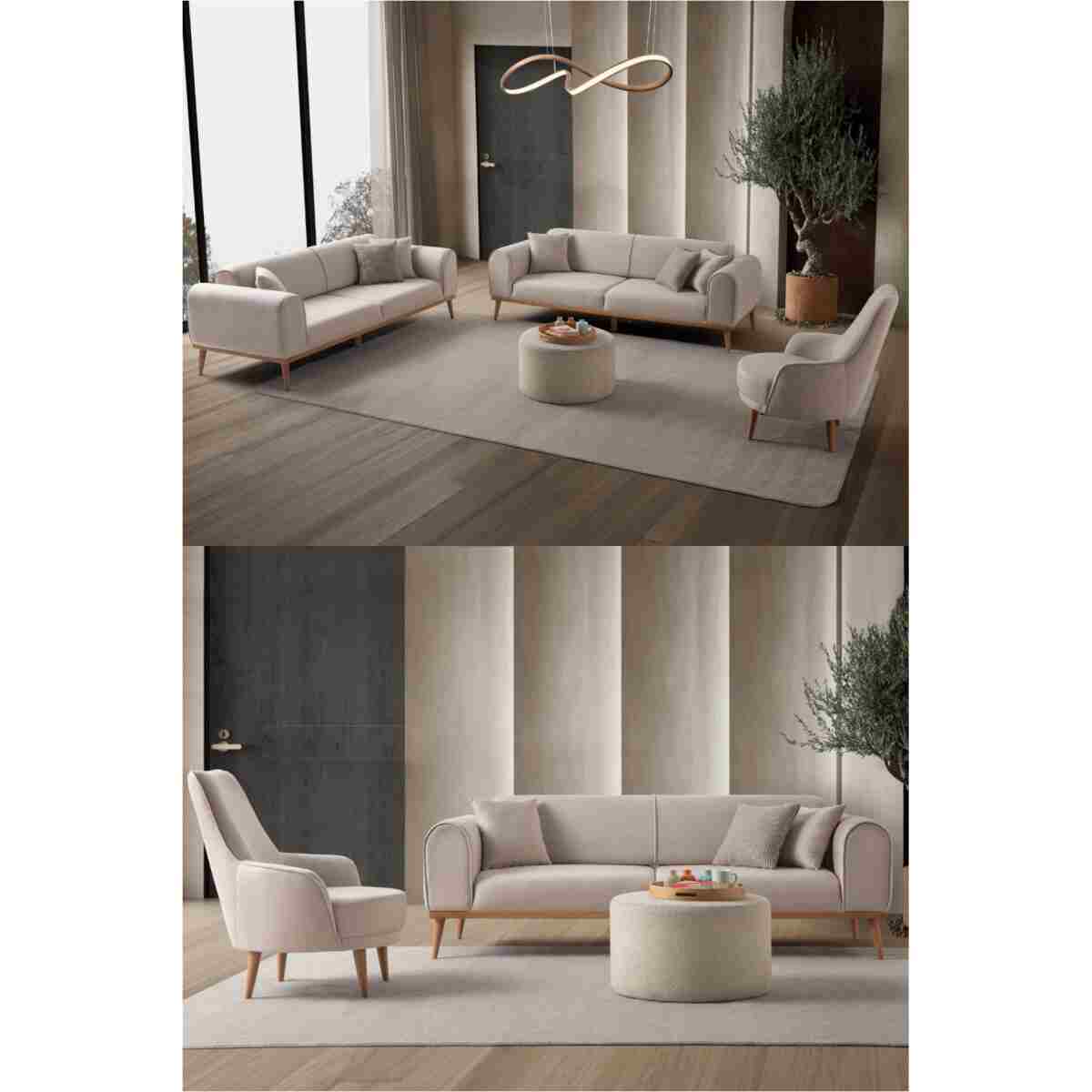 EDSY HOME Rebul 3+3+1 Koltuk Takımı Bej Renk - Görsel 10