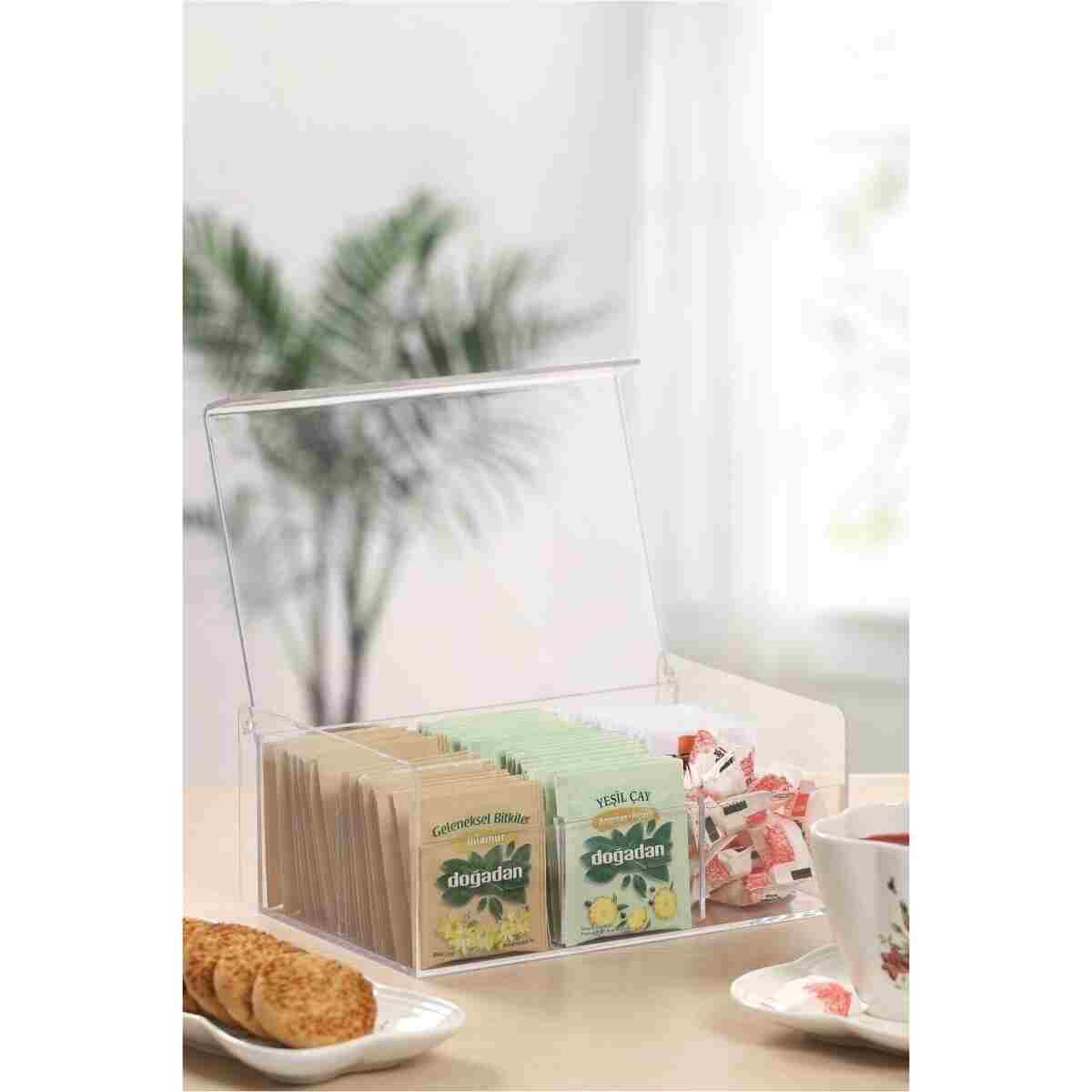 Kitchen Store Çay Kutusu 6 Bölmeli Kapaklı Poşet Bitki Çayı Saklama Kabı - Görsel 8