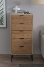 SARMOBİ Arden 5 Çekmeceli Şifonyer/Çamaşırlık 50x105x40 cm Atlas Çam – Modern Tasarım