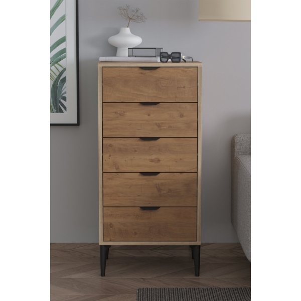 SARMOBİ Arden 5 Çekmeceli Şifonyer/Çamaşırlık 50x105x40 cm Atlas Çam – Modern Tasarım