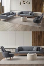 EDSY HOME Rebull 3+3+1+1 Koltuk Takımı Kahverengi - Görsel 11