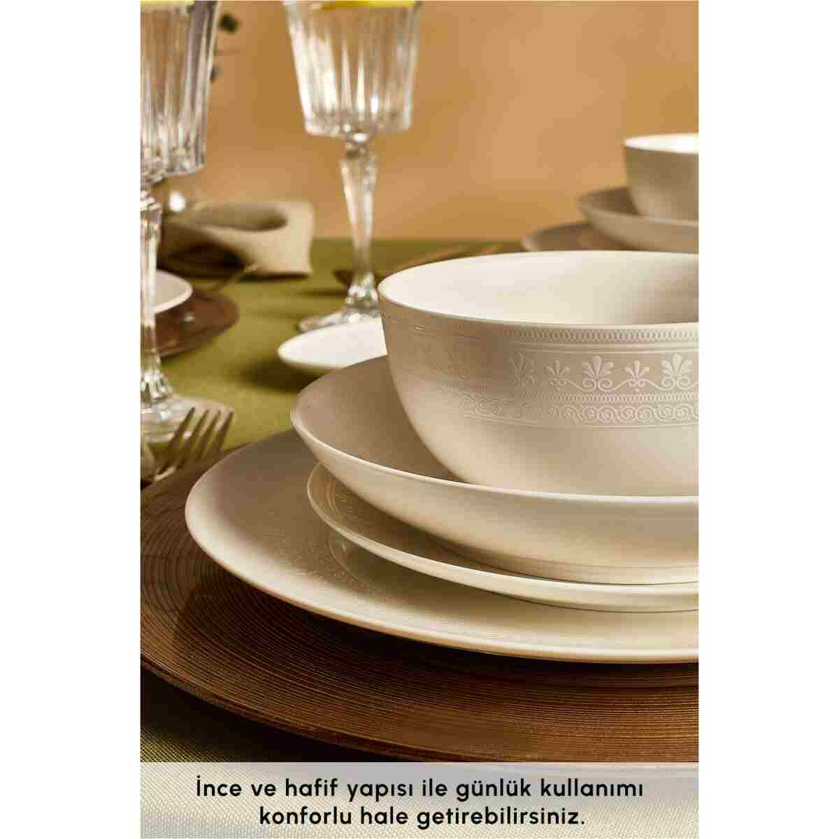 Karaca Forever Bone Artiste 53 Parça 12 Kişilik Yemek Takımı - Görsel 4