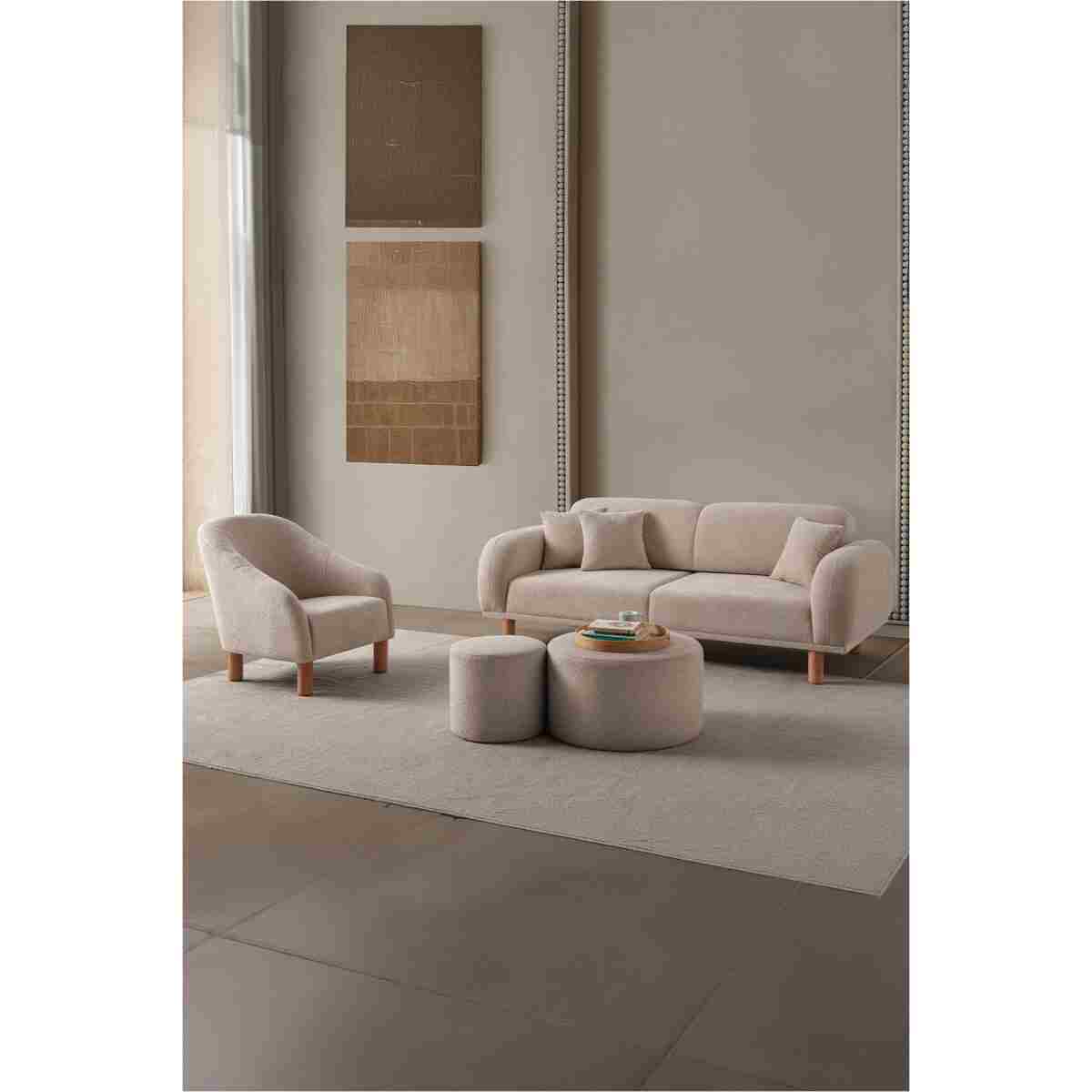 EDSY HOME Regnum Koltuk Takımı 3+3+1 Taş Renk - Görsel 3