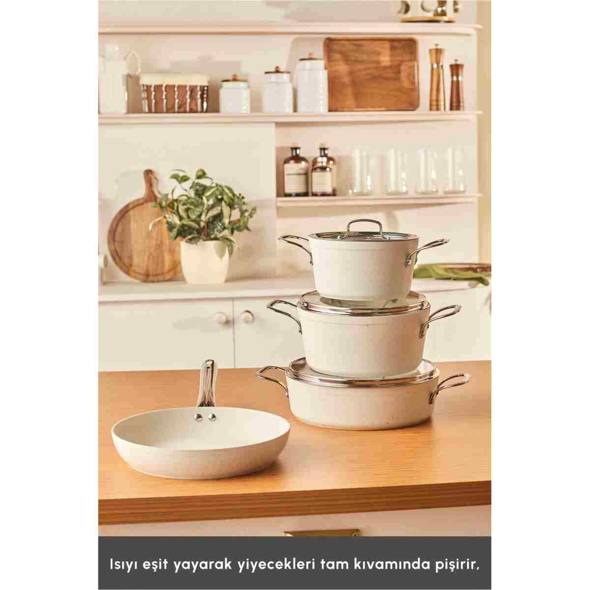 Karaca Biogranit White Stone 7 Parça Tencere Seti - Görsel 11