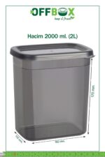 OFFBOX 6 Adet 12 Parça Dikdörtgen 2 Litre Erzak Bakliyat Saklama Kabı Çeyiz Seti 20 Etiket Hediyeli - Görsel 7