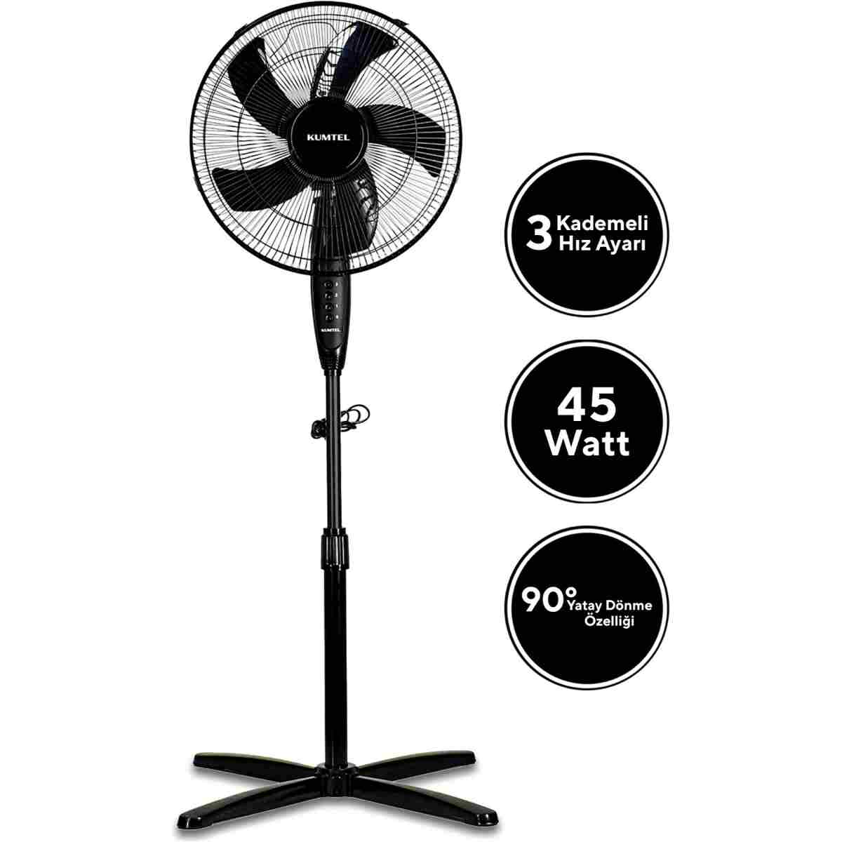 KUMTEL KTF-325 Siyah Vantilatör 16'' (5P) - Görsel 2