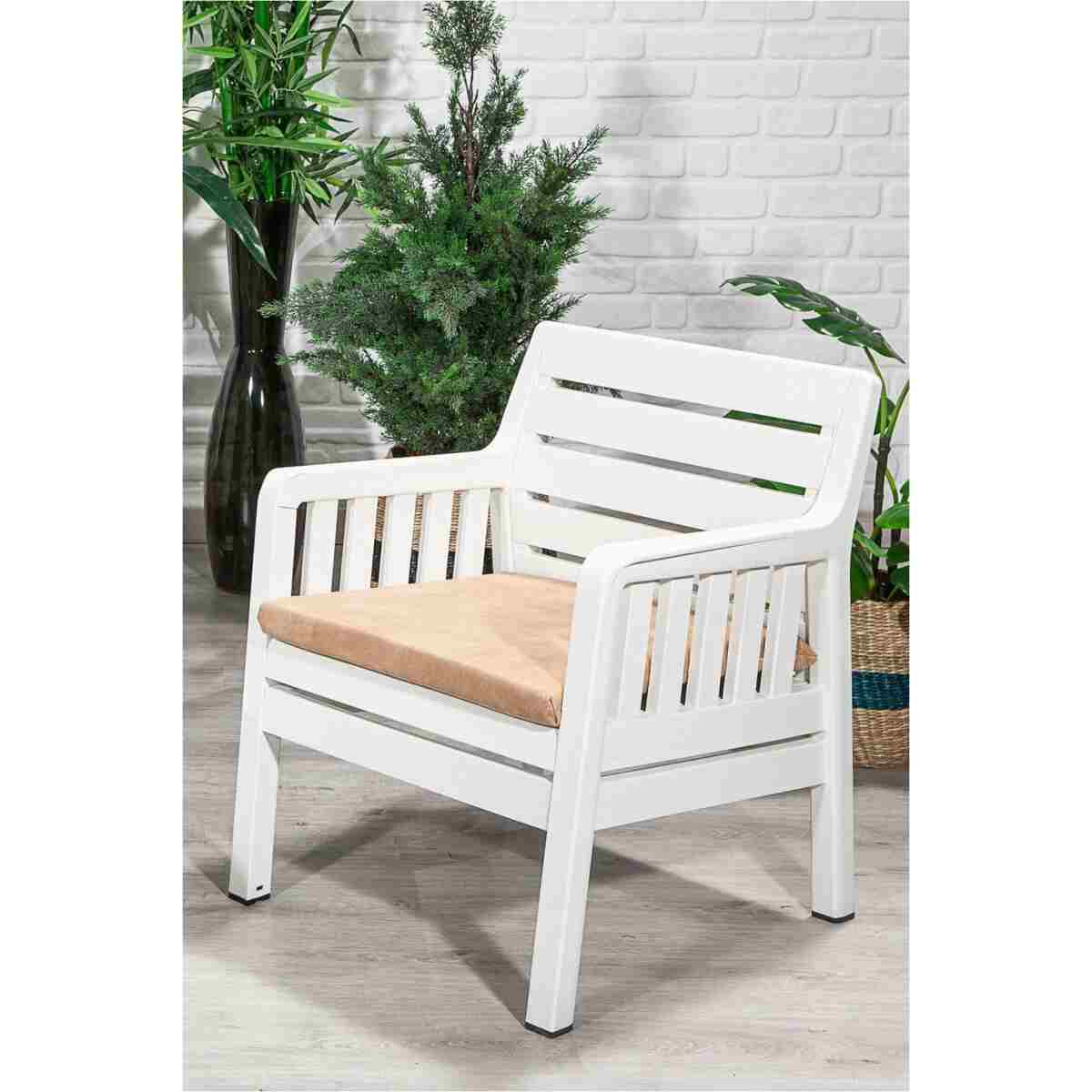 SANDALİE Lara 2 1 1 S Bahçe Takımı Balkon - Bahçe - Teras Mobilyası / Beyaz - Görsel 11