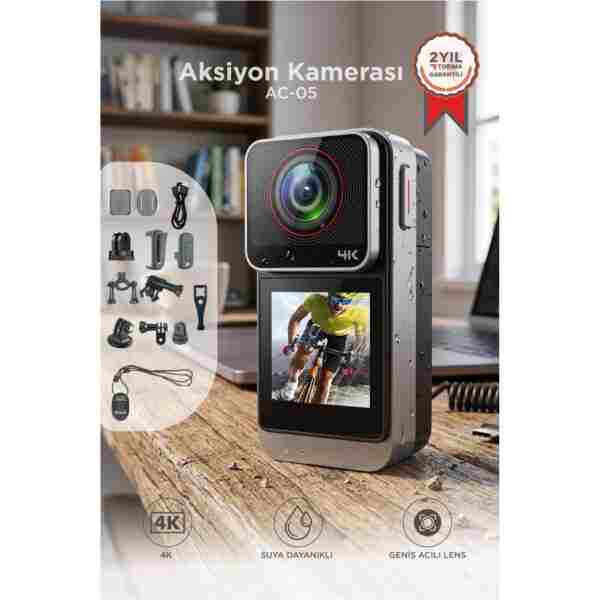 Torima Giyilebilir Aksiyon Kamerası 4K Ultra Hd Kayıt Su Geçirmez Kamera AC05 Siyah