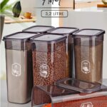 Kitchen Life 6'lı Mega Boy Etiketli Dikdörtgen Erzak Saklama Kabı Seti 3200ml Çay Şeker Saklama Kabı 3.2 Litre