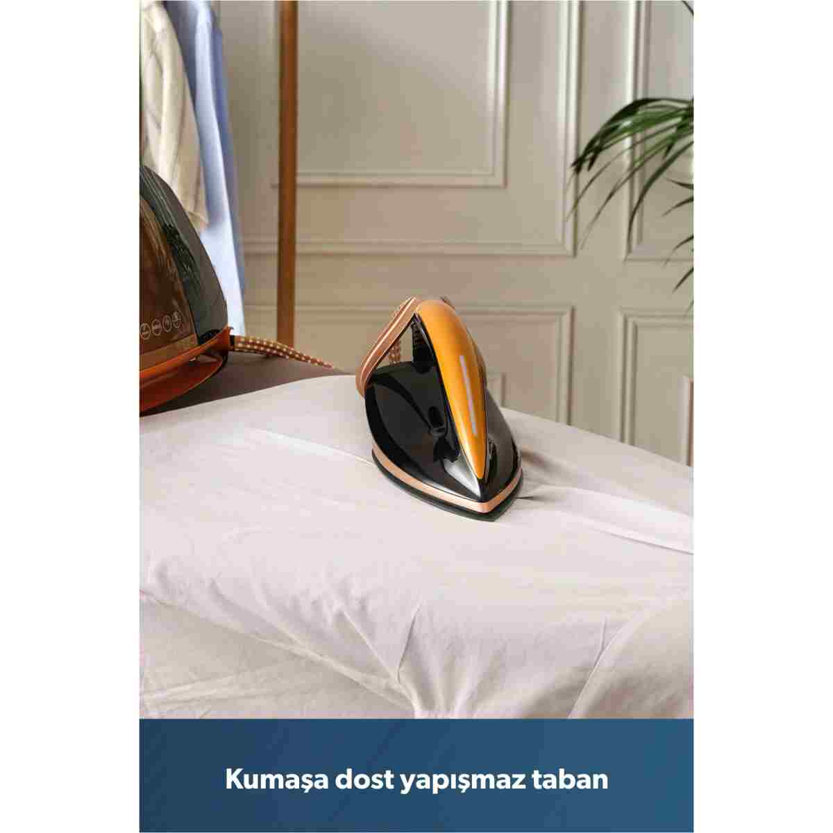 HOMEND Jetsteam 1175H Otomatik Kumaş Tanımalı 8 Bar Buhar Kazanlı Ütü Siyah Gold - Görsel 23