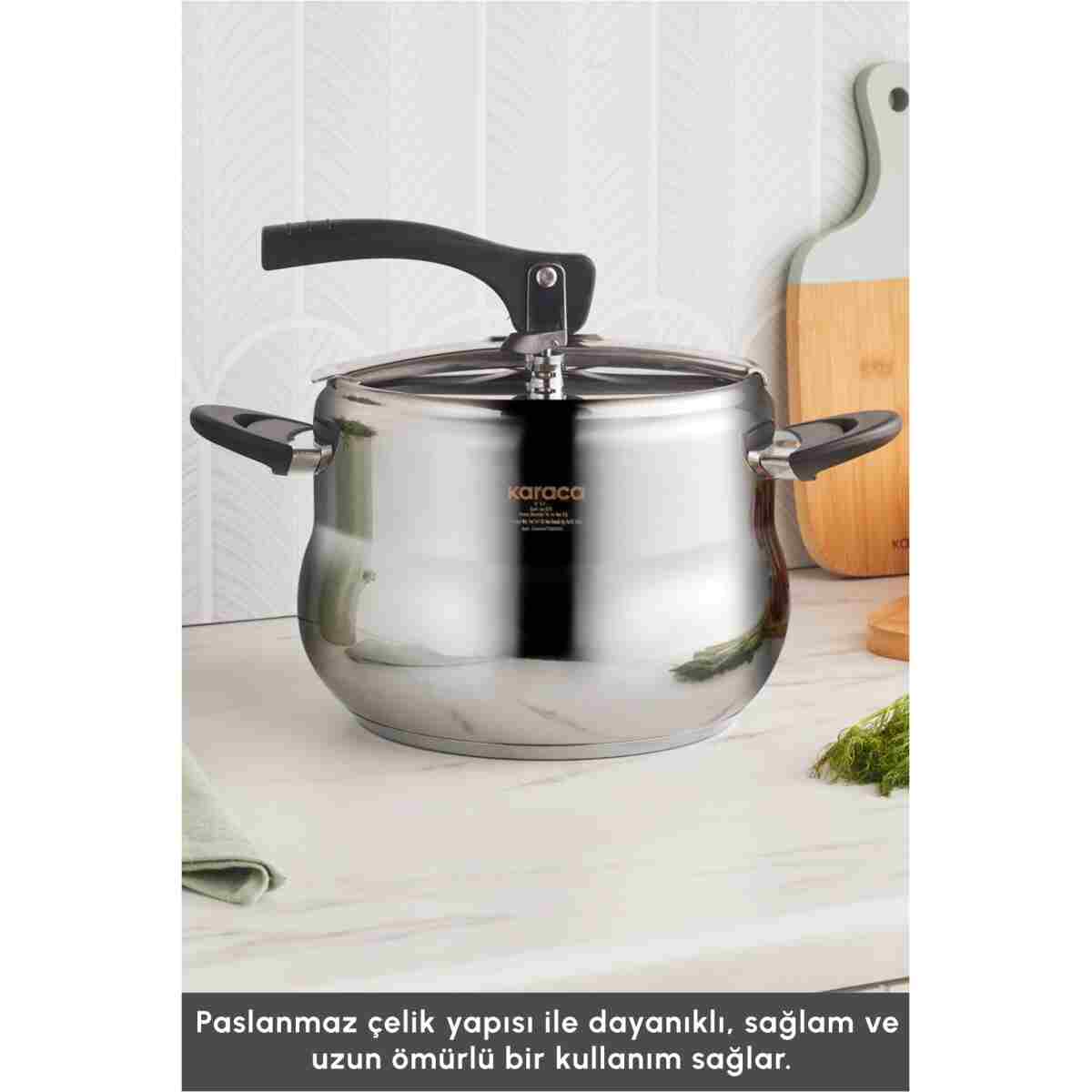 Karaca Retro Paslanmaz Çelik Indüksiyon Tabanlı Düdüklü Tencere 6 Lt - Görsel 5