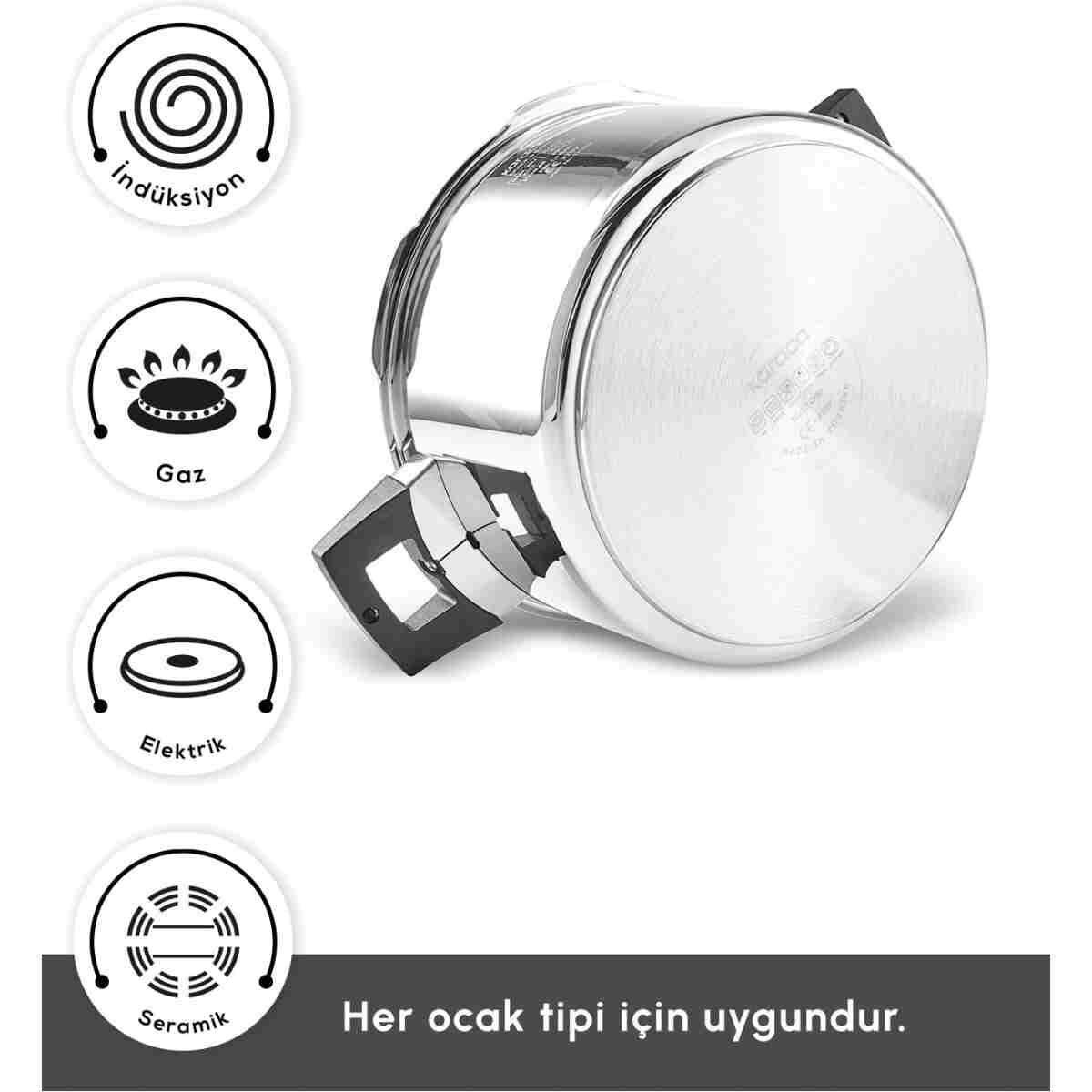 Karaca Quick And Safe Indüksiyon Tabanlı Düdüklü Tencere 7 Litre - Görsel 12