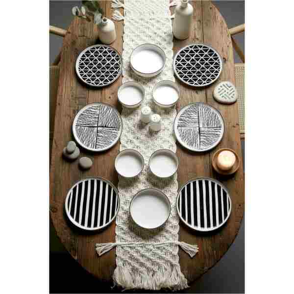 Kitchen Life 12 Parça 6 Kişilik Stackable Pop Black White Kahvaltı Takımı - Lüx Kahvaltılık Sunum Tabağı Seti