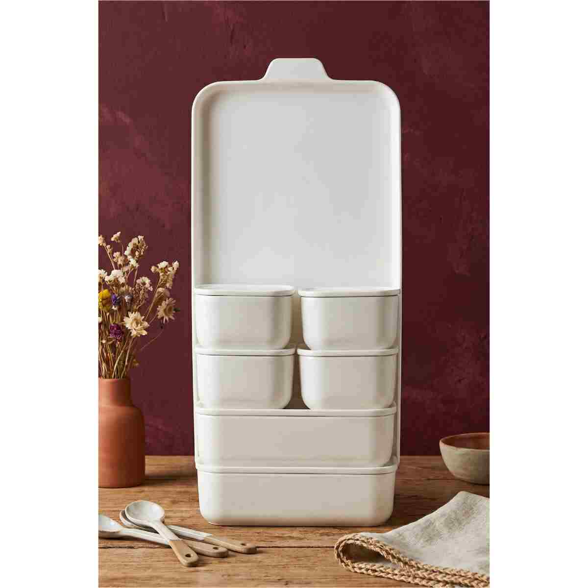 ACAR Pure White 13 Parça Porselen Kahvaltılık - Vakumsuz Kapak - Görsel 2