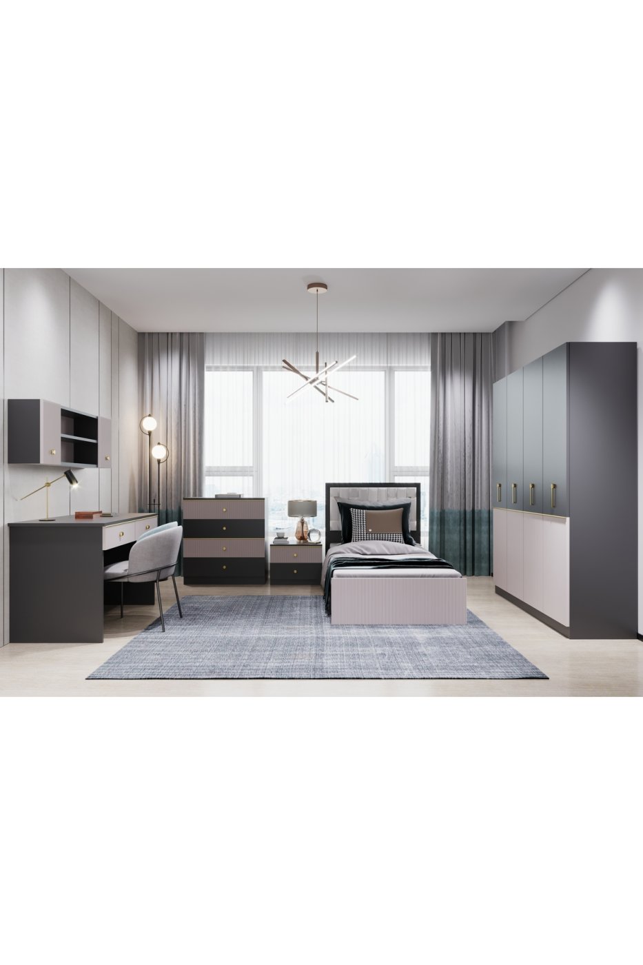 507100b8712879535fbfe7f727ec52e8 Vivense Milas Genç Odası Takımı, 3 Kapaklı - Görsel 1
