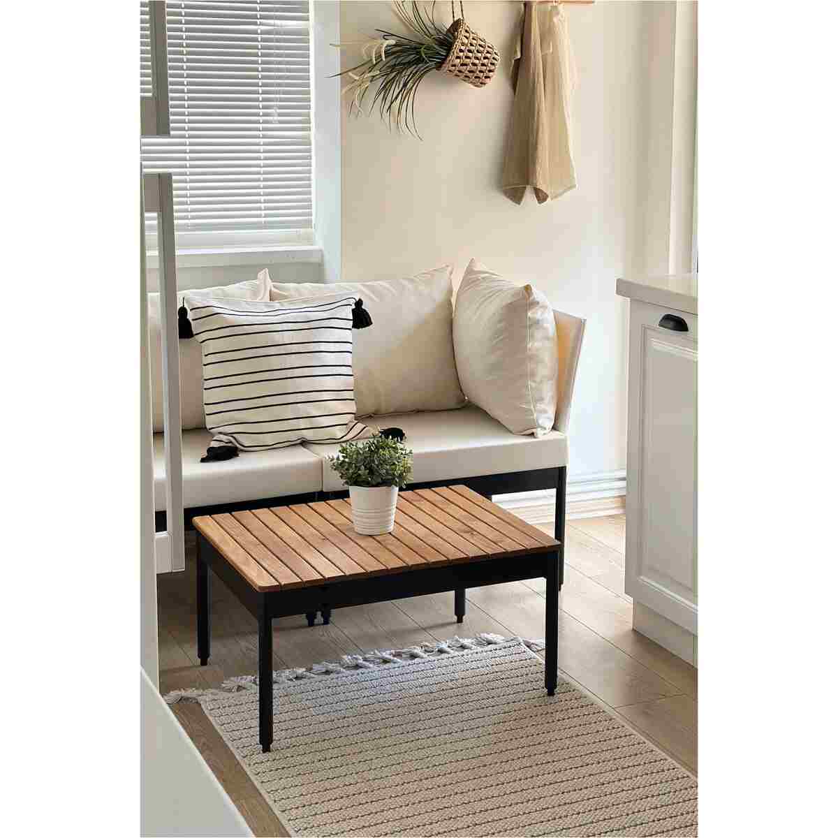 Limni Home Mini Multilounge Bahçe Balkon Mobilyasi, Şezlong, Krem - Görsel 7