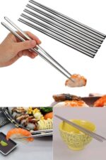 Genel Markalar Metal Chopstick 5'li Paslanmaz Çelik Çin Çubuğu 5 Çift Çoklu Çok Renkli Metal - Görsel 3