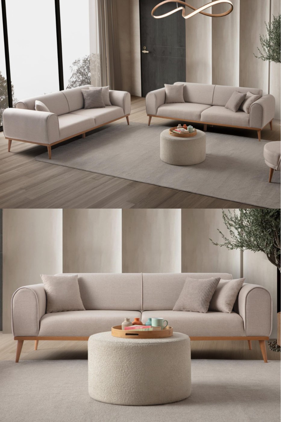 EDSY HOME Rebull 3+3 Koltuk Takımı Sütlü Kahve