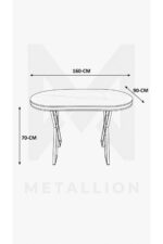 metallion HERA GOLD Serisi 6 Kişilik Yemek Odası Takımı - Mermer Desenli Gold Metal Ayaklı - Görsel 6