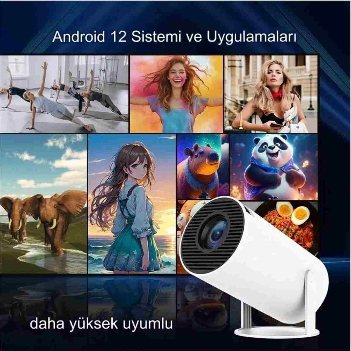 LENSUN Taşınabilir Sinema Projektörü 4k Ev Sineması Bluetooth Android 12 Projeksiyon cihazı - Görsel 3