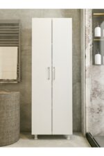 MONTENERO Dar Banyo Dolabı Süpürgelik Kova Paspas 2 Kapaklı Küçük Boy Beyaz 54x165 Cm - Görsel 3