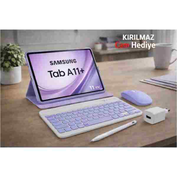 Samsung Galaxy Tab A11 PLUS 11''İNCH 6/128GB TABLET+BEYAZ KALEM+LİLA KILIF+LİLA KLAVYE MOUSE