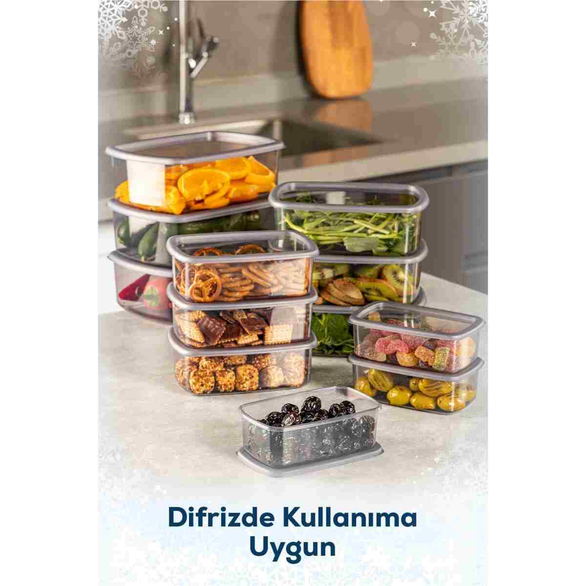 Vienev 12'li Hava Geçirmez Saklama Kabı Seti Antrasit 3x(250-500-750-1200 ML) - Görsel 4