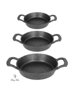 FAİRY TALES Thermo Taban, Döküm Granit, 3 lü tava sahan seti. 18cm 20cm 22cm. Döküm Granit Sahan, Tava seti.