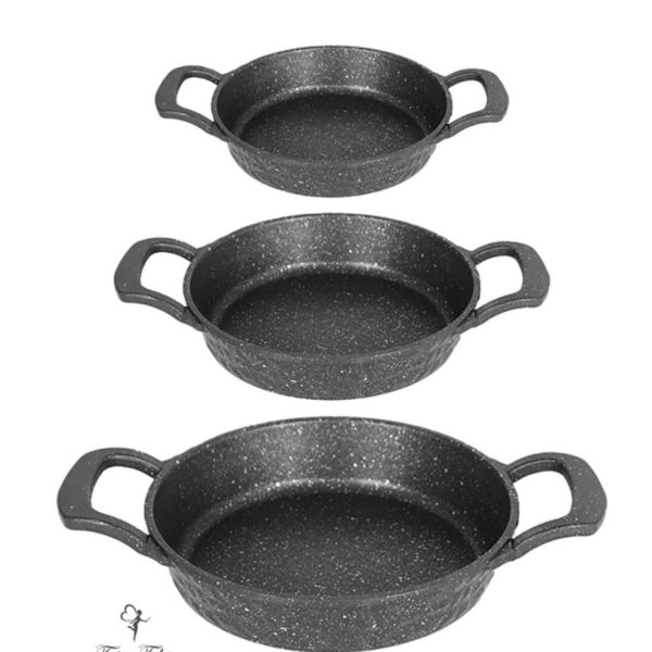 FAİRY TALES Thermo Taban, Döküm Granit, 3 lü tava sahan seti. 18cm 20cm 22cm. Döküm Granit Sahan, Tava seti.