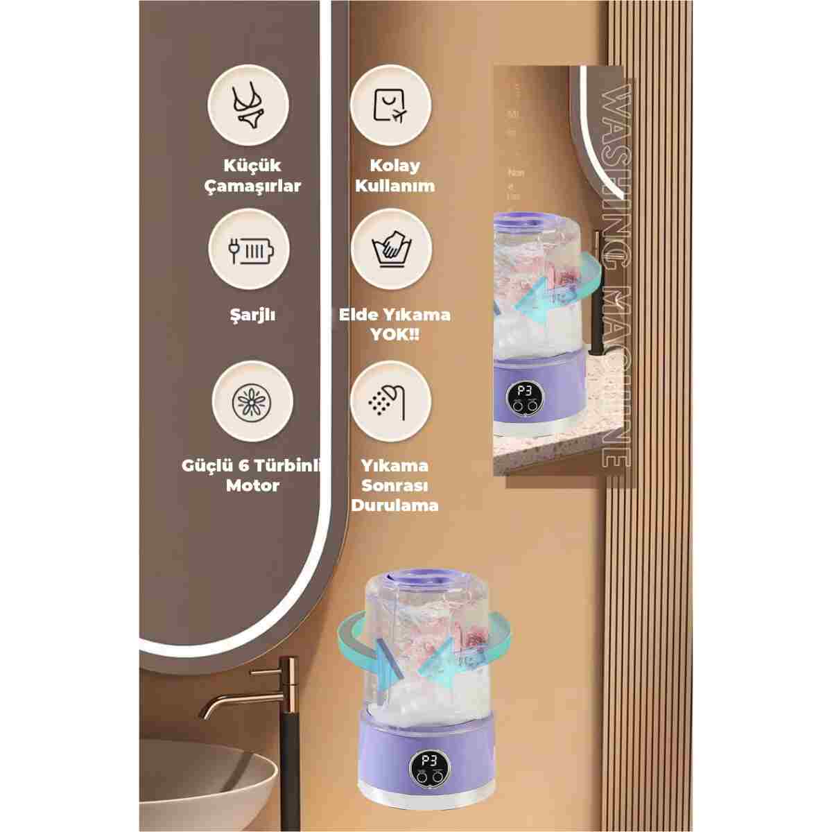 ROBO Şarjlı Taşınabilir Çamaşır Makinesi - Görsel 8