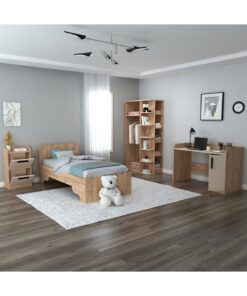 Alternative view of ARNETTİ Luses Genç Odası Takımı Atlantik Çam Bej | Gardırop Çalışma Masası Komodin ve Karyola 4'lü Set