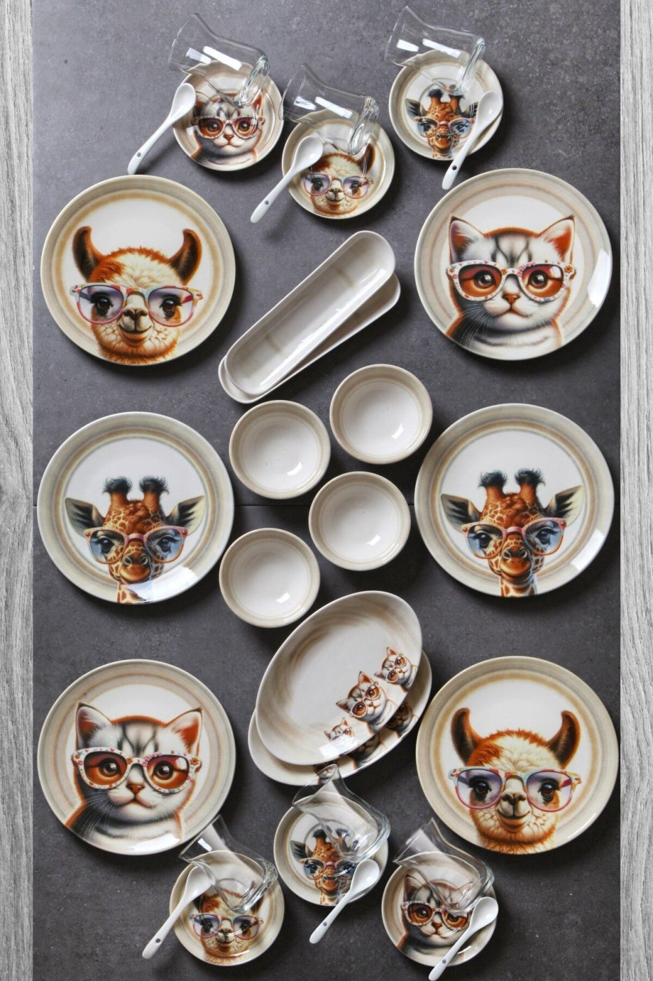 523c57cb37dcdab7faed309ddda633ef Kitchen Life 32 Parça 6 Kişilik Sweet Animals Porselen Kahvaltı Takımı By Bone - Görsel 1