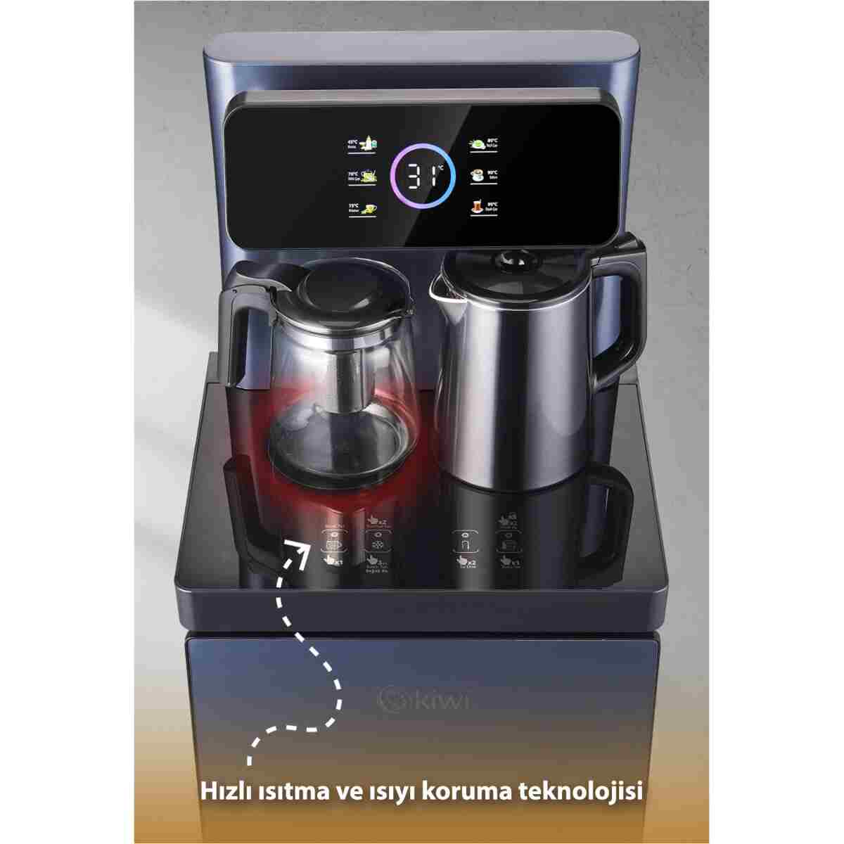 Kiwi Kwp-8570 Gizli Damacanalı , Dahili Otomatik Çaycılı, Sıcak Soğuk Dijital Su Sebili - Görsel 4