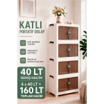 EVONİTA 4'lü Portatif İstiflenebilir Organizer Mıknatıslı Kapaklı Dolap - Sert Plastik Mutfak Banyo Dolabı