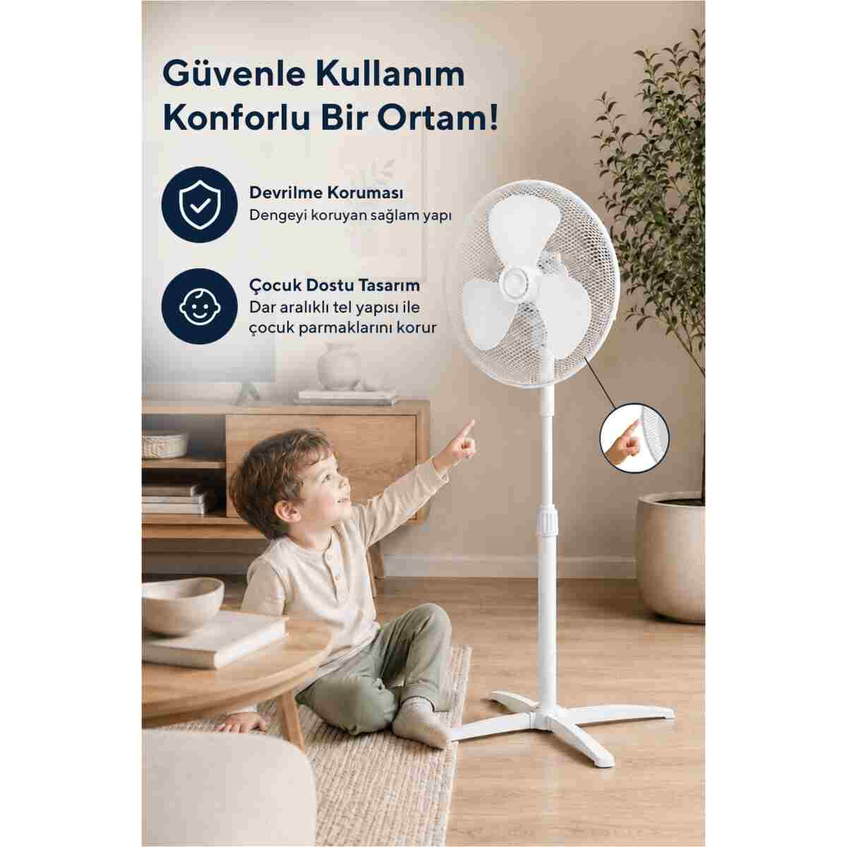 KUMTEL Beyaz Vantilatör 16'' (3P) Ktf-290 - Görsel 5