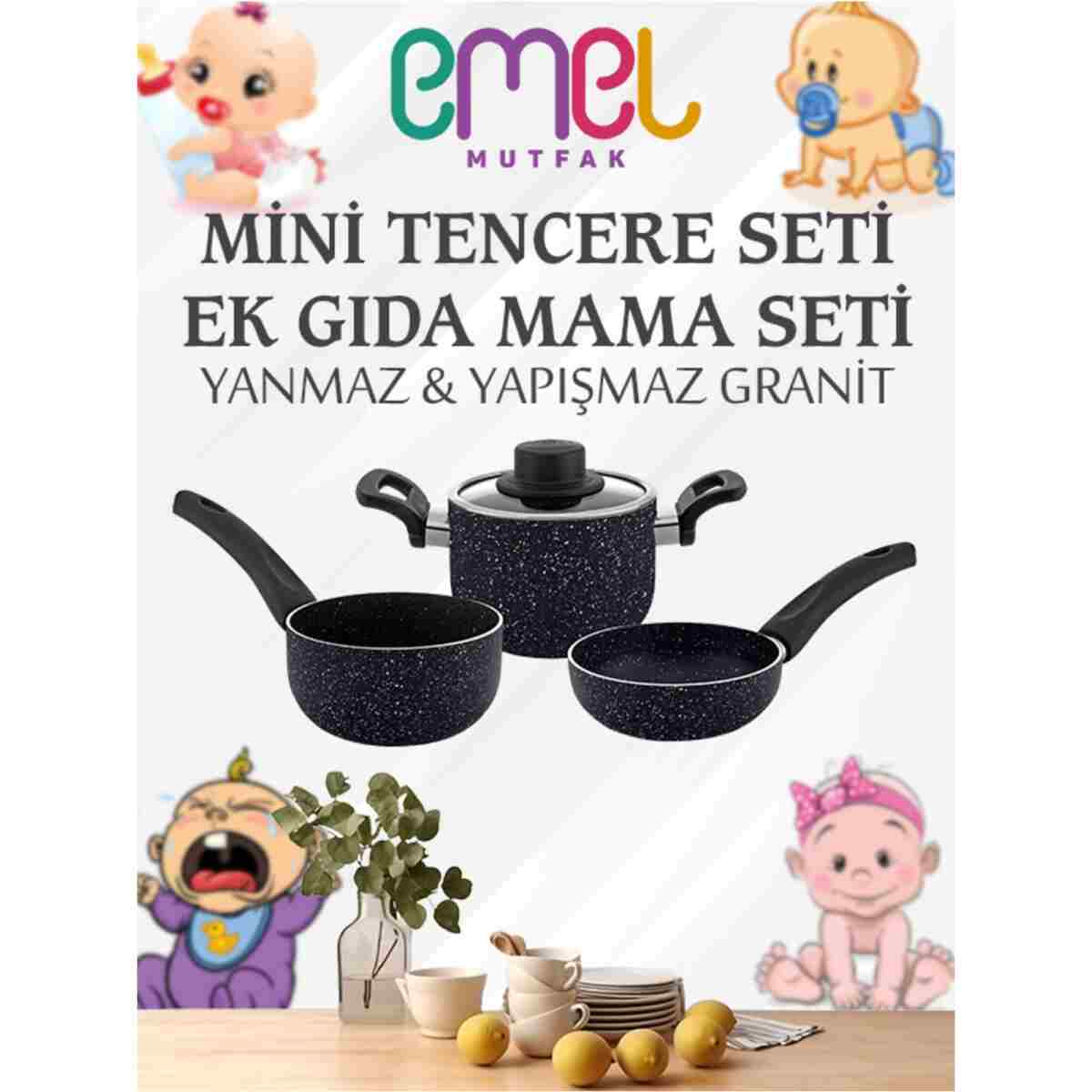 EMEL 12 Cm Mini Tencere Seti (EK GIDA MAMA SETİ) - Görsel 10