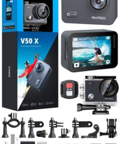 AKASO V50X 4K/30FPS 20MP Wi-Fi Aksiyon Kamera ve Aksesuar Seti, Su Geçirmez Kılıf, App Kontrollü