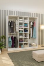 Metalia Gm 089 Favorite 6 Kapılı Aynasız Beyaz Siyah Kulplu Gardırop - Görsel 4