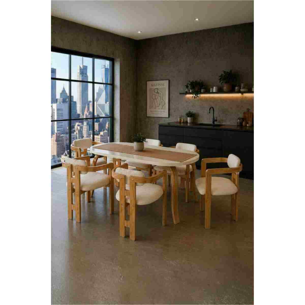 weltwood 6 Kişilik Kelebek Masa ve 6 İskandinav Sandalye seti | %100 MDF | %100 Kayın Ağacından Ayak Malzemesi - Görsel 14