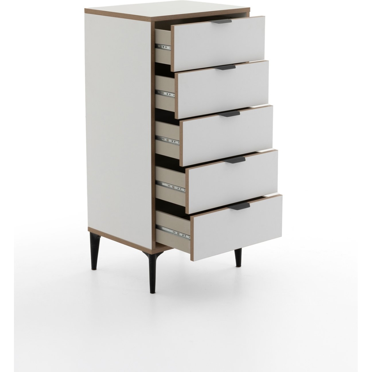 SARMOBİ Arden 5 Çekmeceli Şifonyer/Çamaşırlık 50x105x40 cm Beyaz – Modern Tasarım - Görsel 4