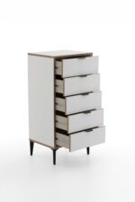 SARMOBİ Arden 5 Çekmeceli Şifonyer/Çamaşırlık 50x105x40 cm Beyaz – Modern Tasarım - Görsel 4