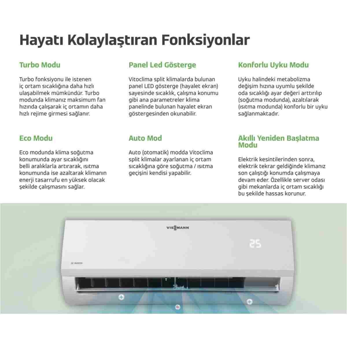 Viessmann Vitoclima 050 Pro+ 12.000 BTU İnverter Split Klima (Montaj Dahil) - Görsel 2