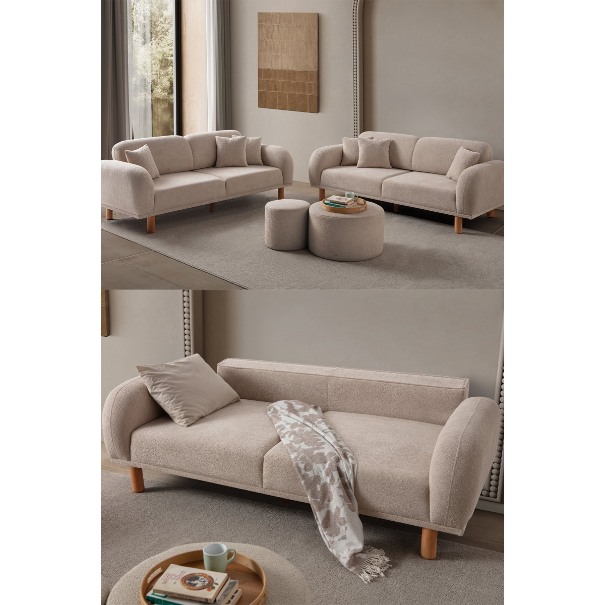 EDSY HOME Regnum Koltuk Takımı 3+3 Krem Renk - Görsel 9