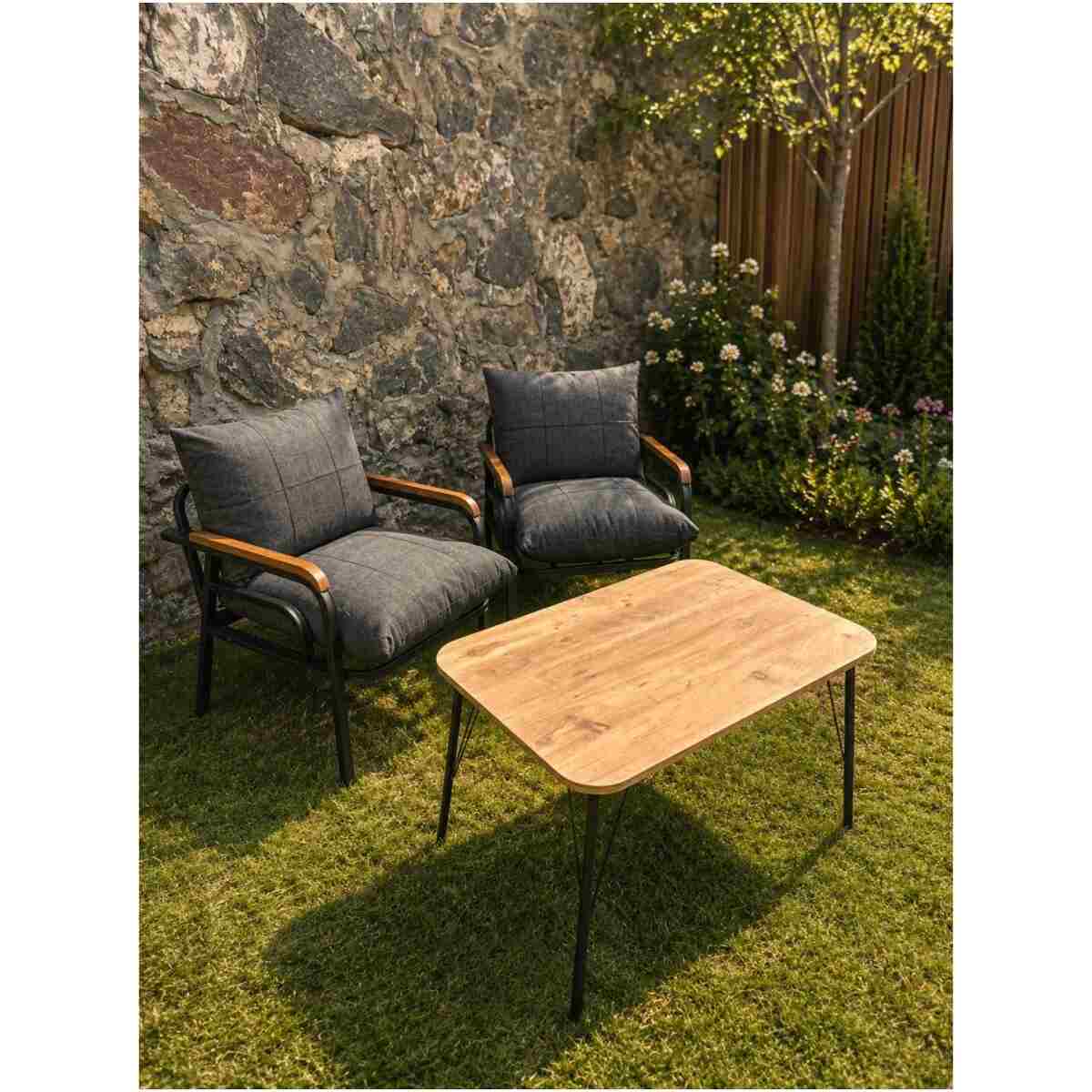 BM DESİNG GENİŞ BALKONLAR İÇİN KONFORLU BAHÇE VE BALKON MOBİLYASI 3+1+1+SEHPA - Görsel 2
