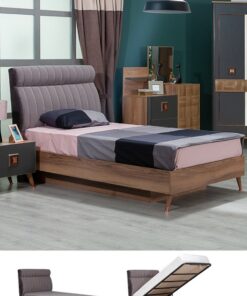 MOBETTO Retro Bazalı Karyola Genç Odası Karyola + Başlık