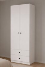 MOBİLİQUE Prestij No.6 İki Kapaklı İki Çekmeceli Raflı Askılı Giysi Depolama Dolabı Gardırop - Görsel 2