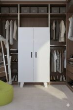 KZY 12R Elbise Dolabı Gömlek Dolabı Eşya Dolabı Erzak Dolabı Ayakkabı Dolabı Beyaz